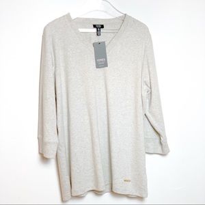 SALE Jones New York Heather Grey V Neck Top 2X NWT